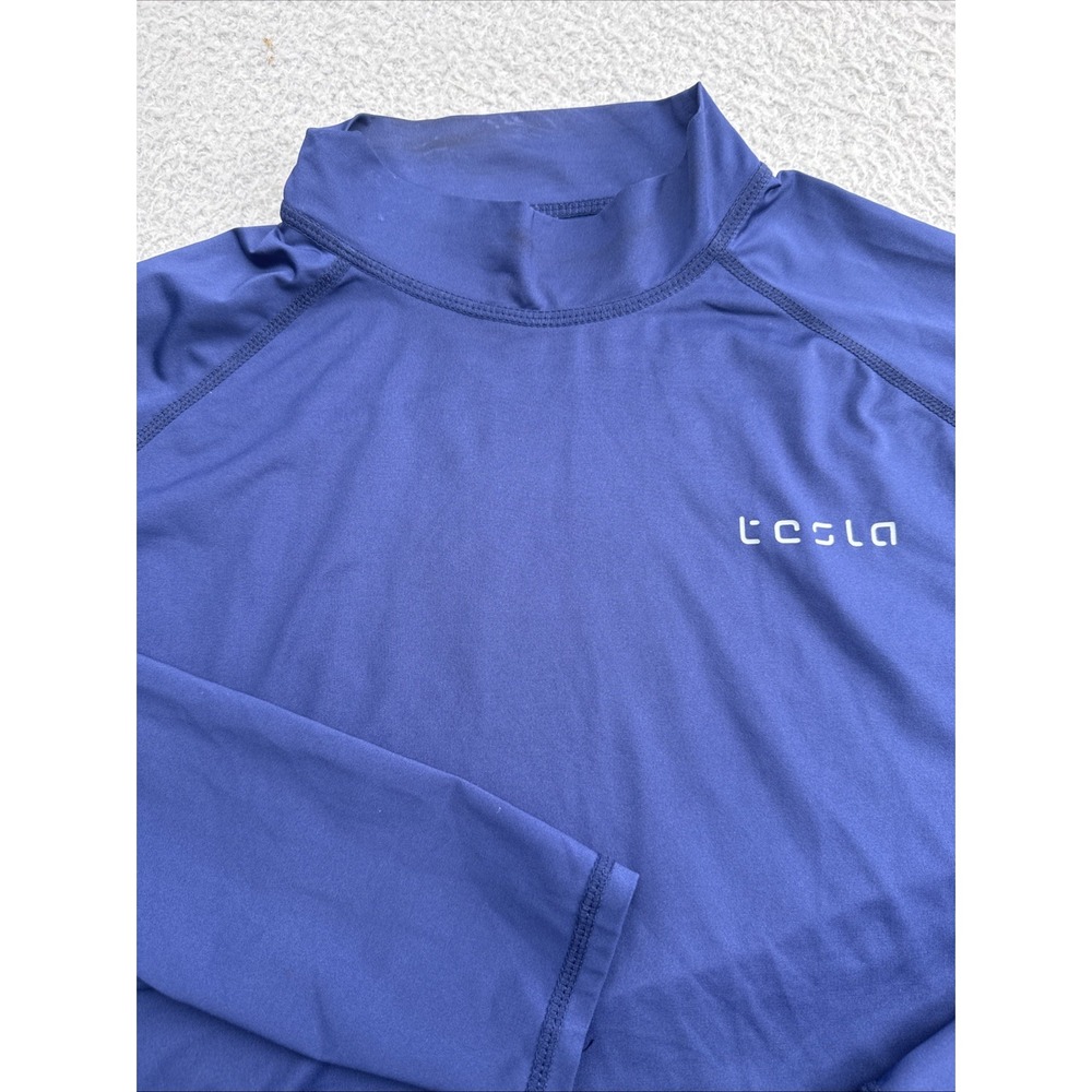 Tesla Performance Shirt Mens Large Blue Polyester Tech Stretch SpaceX X